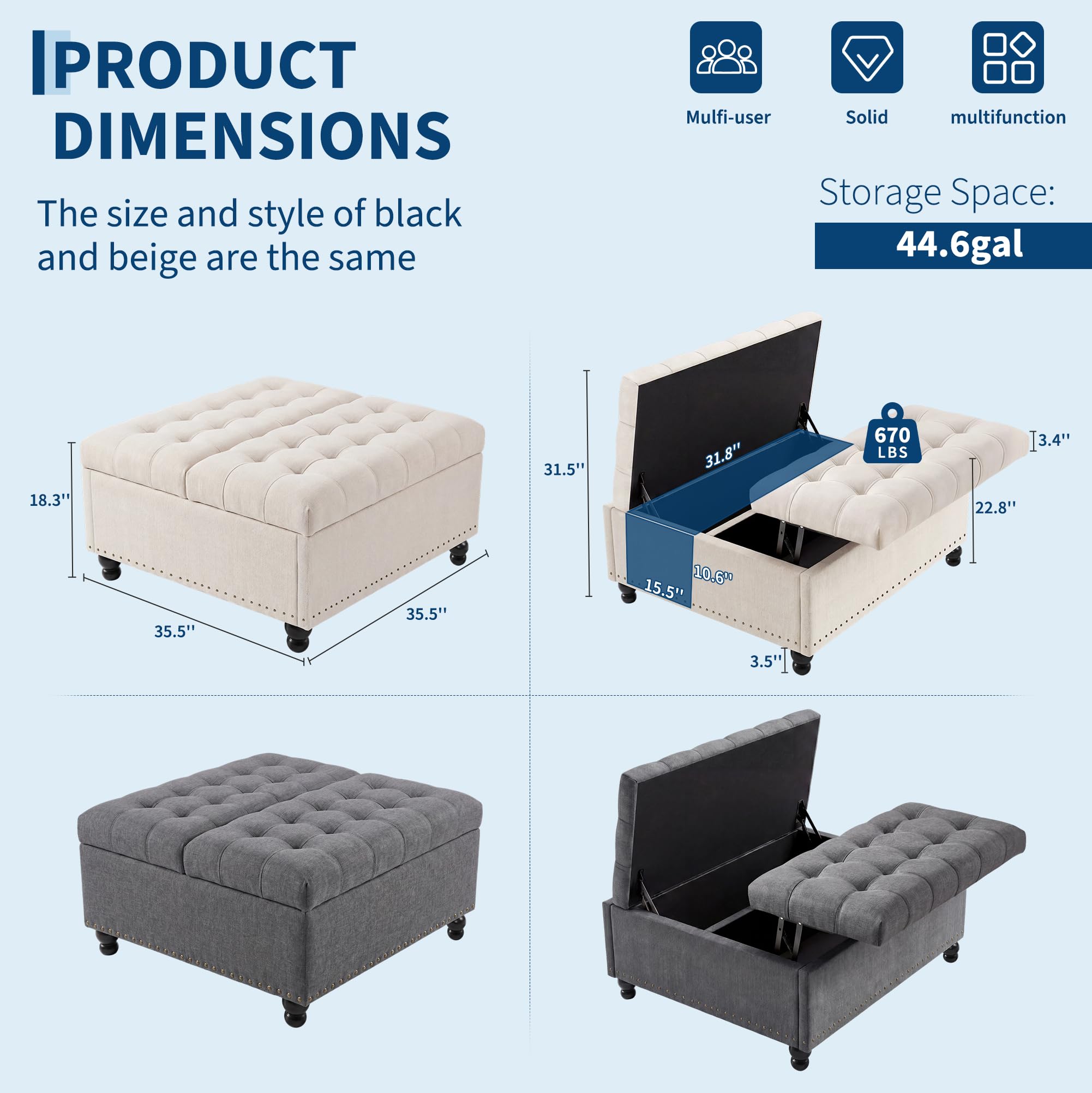 Otomana de Almacenamiento con  - Outdoor Furniture Wood reseña y precio