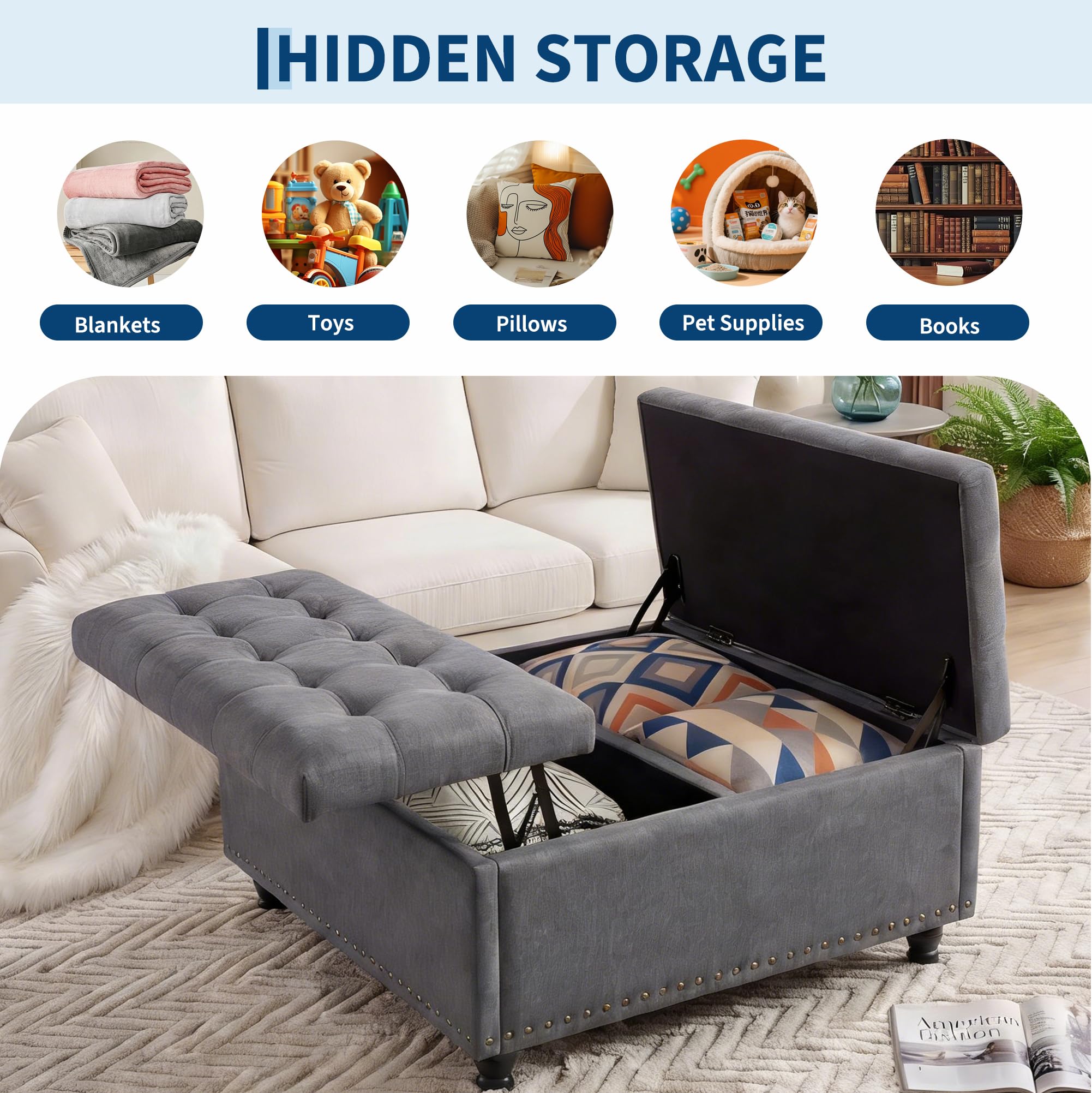 Otomana de Almacenamiento con  - Outdoor Furniture Wood reseña y precio